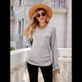 thumbnail image 4 of Camisetas para Mujer, Larga, Cuello en V, Básicas, Informales, Holgadas, Suaves, para Otoño. Gris XL, 4 of 10