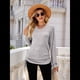 thumbnail image 4 of Camisetas para Mujer, Larga, Cuello en V, Básicas, Informales, Holgadas, Suaves, para Otoño. Gris XXL, 4 of 10