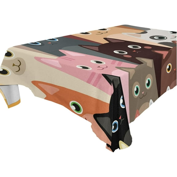 SKYSONIC Cute Print Tablecloth Waterproof Washable Polyester Square Table Cover Durable Tablecloth for Kitchen Dining Table Party Decor (54 X 72 Inch)