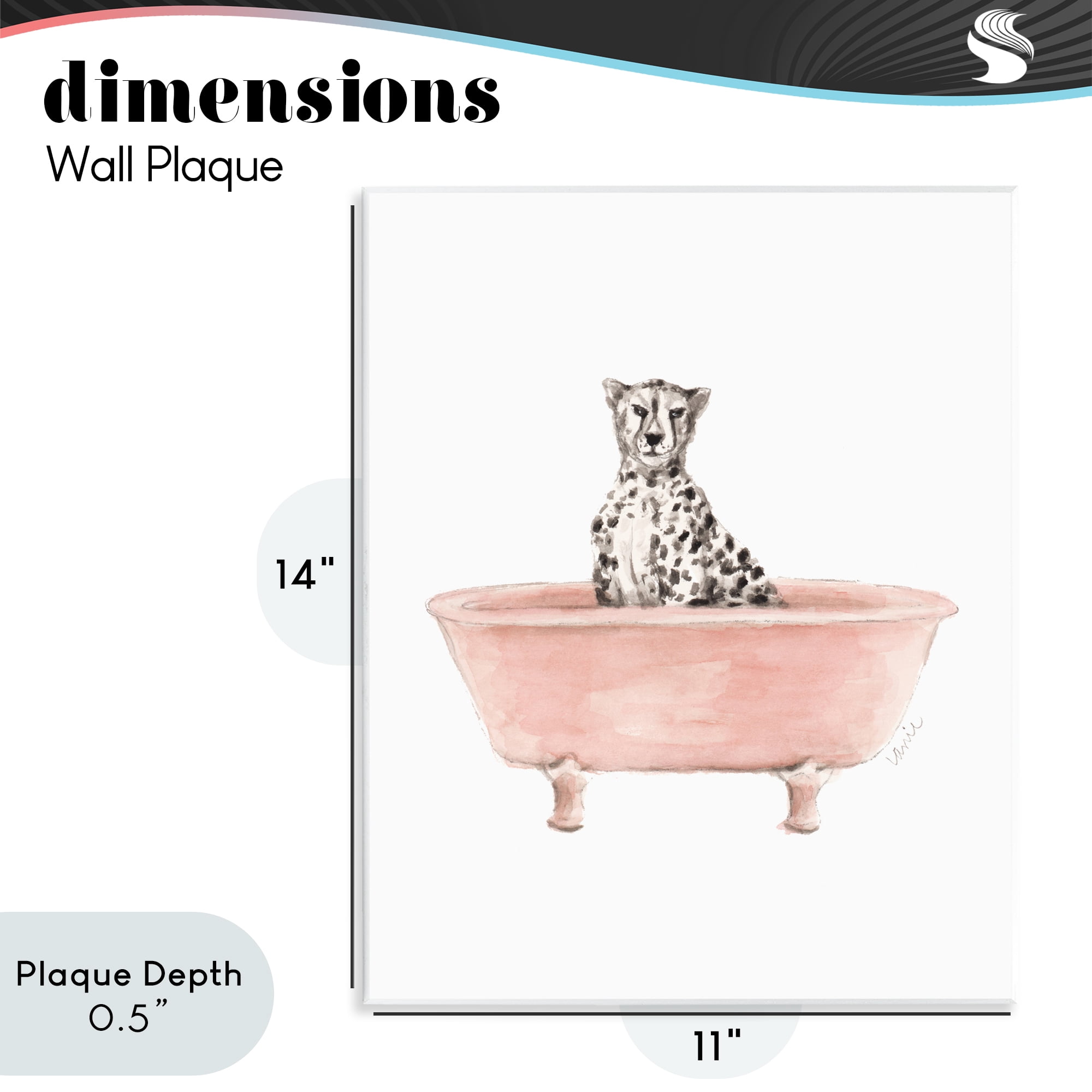 Stupell Industries Cheetah in Pink Tub Wall Plaque Art, design by Lanie Loreth