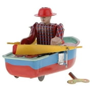 Novelty Retro Wind Up Rowing Boat Metal Model Clockwork Collectible Toys -2