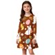 thumbnail image 1 of Vestido de manga larga con cuello redondo para niñas, vestido elástico de manga larga, corte A, estilo patinador con volantes, vestido de recital escolar, vestido de manga larga con cuello redondo par, 1 of 6