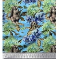 thumbnail image 1 of Soimoi Crepe Silk Fabric Rabbit,Lilac & Pansy Floral Print Fabric by the Yard 42 Inch Wide, 1 of 1