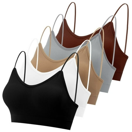 

Women V Neck Cami Bra Padded Seamless Bralette Straps Sleeping Bra Elastic Strap
