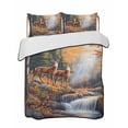 thumbnail image 2 of Quilts Twin Size, Orange Botanical Elk Soft Comforter Bedding Set for Bed, Farmhouse Deer River Lightweight Quilted Bedspread with Pillow Cover(2 Pieces) for All Season, 68x86 Inch, 2 of 6