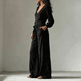 thumbnail image 6 of JoveMarine Jumpsuits for Women Casual V Neck Long Sleeve - with Pockets Everyday One Piece, Womens Jumpsuits Relaxed Fit Jumpsuit, Casual Jumpsuits for Women for Daily,Black L, 6 of 6