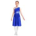 thumbnail image 1 of inhzoy Girls Lyrical Ballet Dance Dress Ruffled Hem for Daily Practice Competition Warm-ups Skating Competition Royal Blue 8, 1 of 6