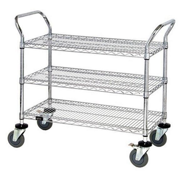 Quantum Storage WRC-1836-3CO Wire Shelf Conductive Mobile Utility Cart - 18 x 36 in.
