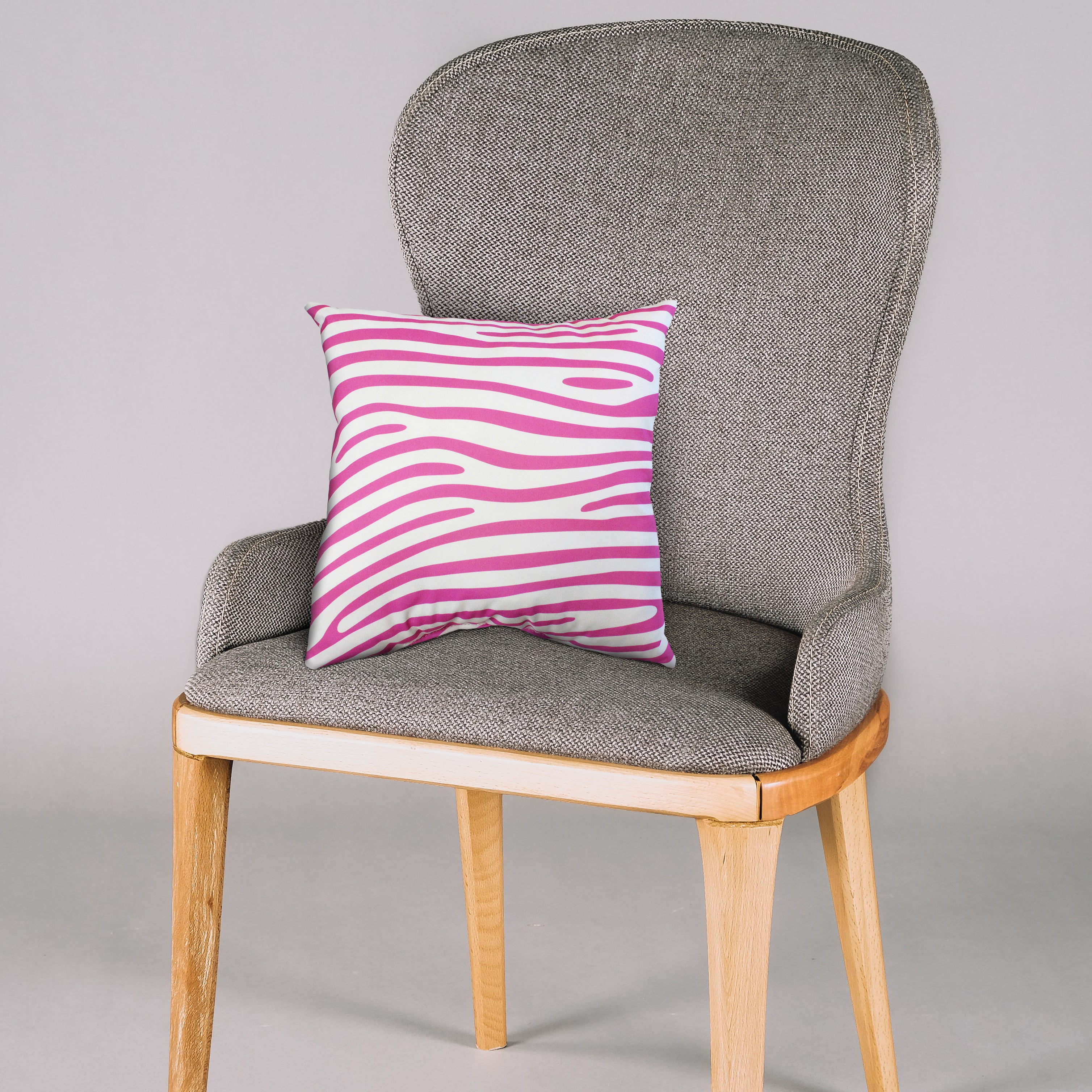Everything Comfy Zebra Print Decorative Throw Pillow, 16x16 Inch, Pink/White,