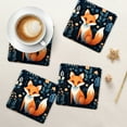 thumbnail image 6 of Coasters for Drinks Bar Beer,Set of 4 ,Square Wooden Housewarming Gift,Cute Fox In The Forest Surrounded By Flowers And Plants, 6 of 6