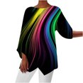 thumbnail image 1 of Chemises à Manches 3/4 pour Femmes Été Décontracté Longue Blouse Col Rond Imprimé Élégant Printemps Tops 2023, 1 of 5
