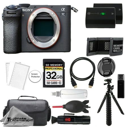 Sony a7C II Mirrorless Camera (Black)   32GB   Extra Battery   Tripod- Value Kit (International Version)