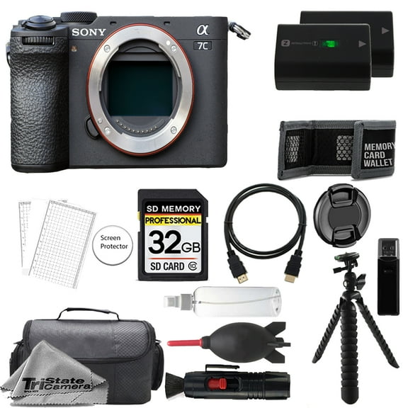 Sony a7C II Mirrorless Camera (Black)   32GB   Extra Battery   Tripod- Value Kit (International Version)