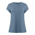 thumbnail image 4 of Rggeeun Womens Shirts Summer Knit Solid Color Smooth Short Sleeve Crew Neck Loose Soft Breathable for Streetwear Casual Tshirts,Blue,Xxl, 4 of 5