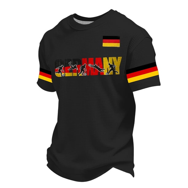 Women's Germany Football Graphic T-Shirt, Men's Soccer Graphic T-Shirt, Casual Short Sleeve Sports Top for Workout for Soccer Tournament 2026 Black Size: 3XL