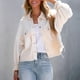 thumbnail image 3 of Chaqueta de punto de gofre para mujer Top de manga larga con botones Estilo Ins Abrigo de costura de moda informal Albaricoque XL, 3 of 6