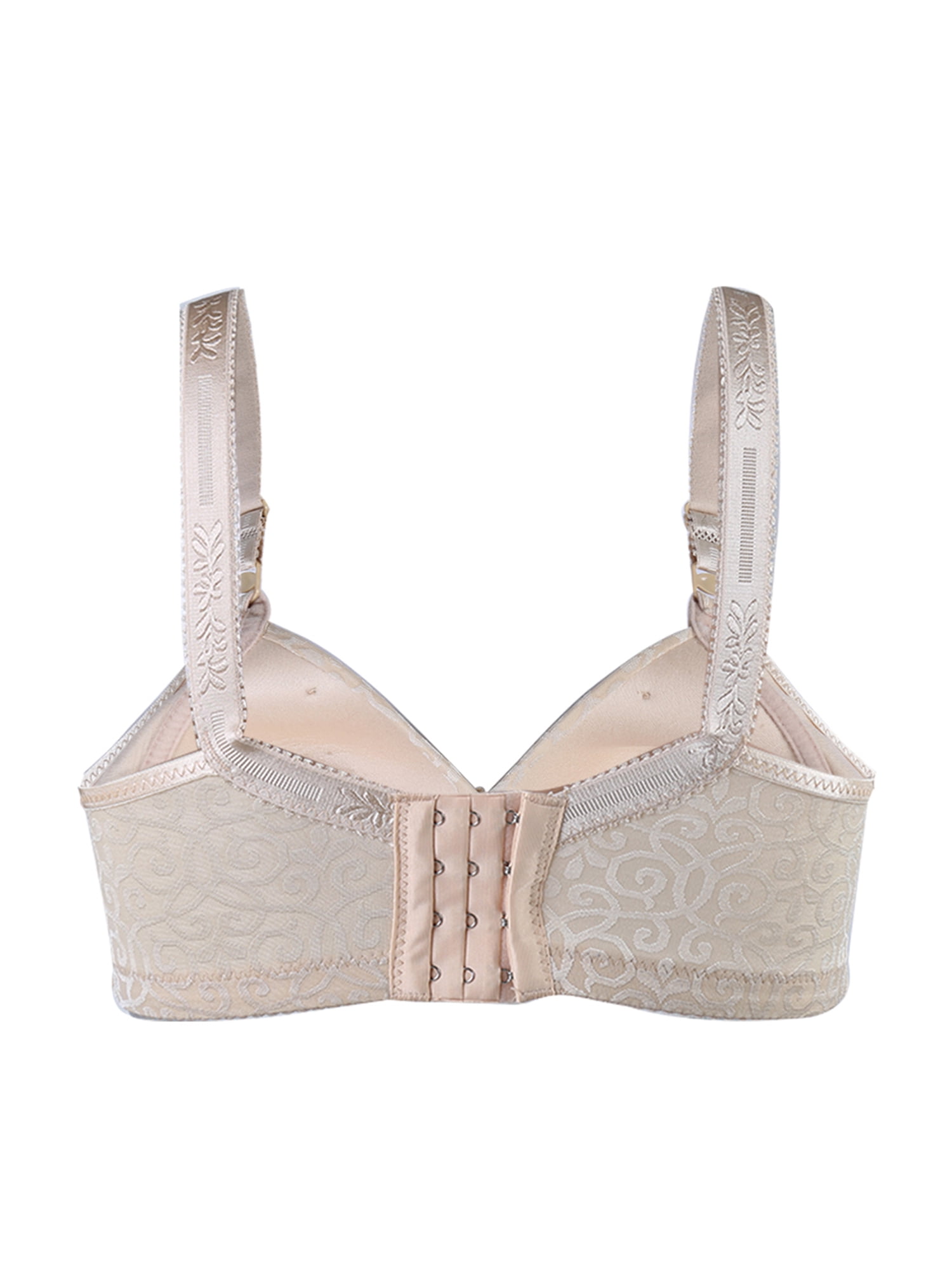 INSPIRE CHICWomen Comfortable Soft Stretchy Basic Full Coverage Wirefree Non-Wired Everyday Bra 3 Pcs Beige-Full Printed 44/100 Fit 40B40C