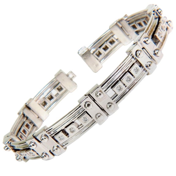 MENS 1.40CT SLIDING DIAMONDS DURABLE HEAVY BRACELET 14KT 69gms