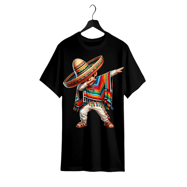 Camiseta gráfica alegre y divertida: top informal para hombre con diseño infantil mexicano.