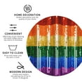 thumbnail image 3 of Gay Pride Rainbow Flag Set of 6 Faux Leather 4 Inch Coasters Drinks Tabletop Home Dinning Round Shape, 3 of 6