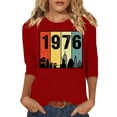 thumbnail image 3 of Lumosvexa Women Plain Short Shirt Sleeved Tops Womens Casual T-Shirt Crew Neck T-Shirt Red Size 2XL, 3 of 5