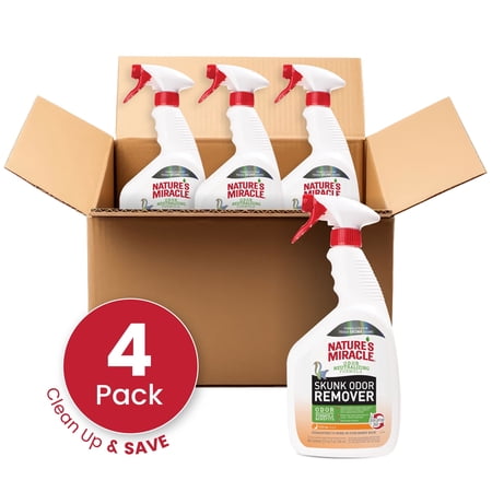 (4 pack) Nature's Miracle Skunk Odor Remover for Fabric, Clothing, Carpet and More, Citrus Scent, 32 oz