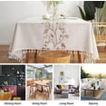 thumbnail image 3 of XmhyTop-A Tablecloth for Dining Table Rustic Table Cover, Farmhouse Kitchen Table Cloth, Cotton Linen Fabric Small Rectangle Table Cloths for 8 to 10 Seats, Beige, Coffee Leaf, 55x102 Inch, 3 of 5