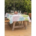 thumbnail image 3 of Outdoor Tablecloth with Umbrella Hole for Patio/Picnic/Party/Camping, Monstera Leaves Waterproof Table Cloth Rectangle Table Cover Washable, Green Pink Tropical Summer Botanical (60"x 102"), 3 of 9