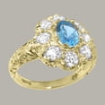 thumbnail image 2 of LBG British Made Solid 14k Yellow Gold Natural Blue Topaz & Cubic Zirconia Womens Anniversary Ring - 33 size options - Size 10.25, 2 of 6