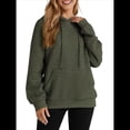 thumbnail image 1 of Sudadera con Capucha para Mujer, Informal, de Larga, con Cordón Ajustable, Estilo Waffle, Holgada, con Bolsillo Verde Oliva M, 1 of 9
