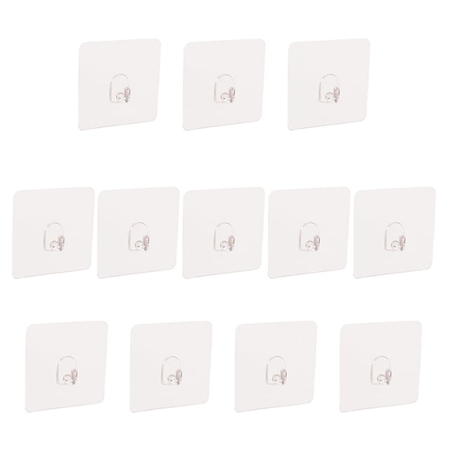 OUNONA 12 Pcs Crochets Adhésifs en Plastique PVC Transparent Réutilisables pour Usage Domestique Décoration Maison