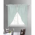 thumbnail image 3 of Blue Green Swag Valances for Windows, Grid Checkered Plaid Gingham Lattice Trellis Rod Pocket Sheer Valances for Large Windows, Swag Toppers Light Filtering for Kitchen Living Room 2 Panels 36''x63'', 3 of 6