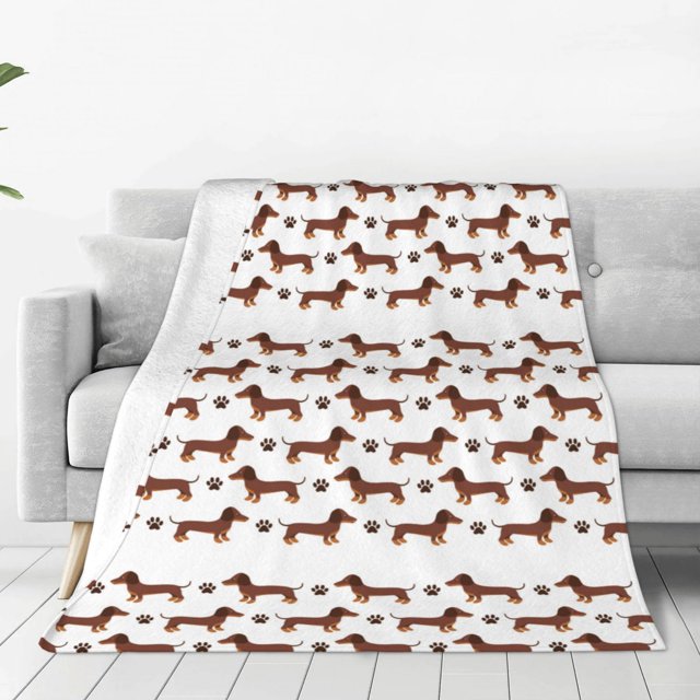 Balery Dachshund Dog Puppy Manta de Felpa Suave y Acogedora – Cobija de Franela Aterciopelada para Cama, Lavable y Cálida para Sofá, Mascotas, Transpirable-60"x50"