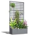 thumbnail image 1 of Outsunny Galvanized Planter Box with Trellis, 35"x16"x70" Grey Wood Effect, 1 of 9