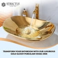 thumbnail image 3 of Strictly Sinks 19 Inch Gold Vessel Sink – Gold Glossy Ceramic Countertop Bathroom Sink, 3 of 8