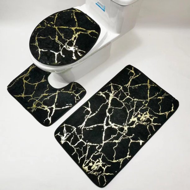 3pcs Non-Slip Flannel Bathroom Mat - Soft and Comfortable Toilet Mat for Bathroom, Living Room, Bedroom - Prevents Slips and Falls