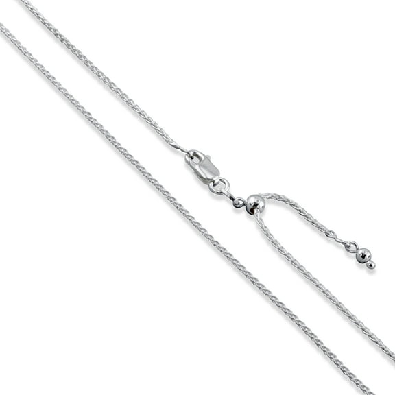 Sterling Silver Adjustable Wheat Chain 1.1mm Solid 925 Italy Foxtail Spiga Necklace 22" Jewelry Female