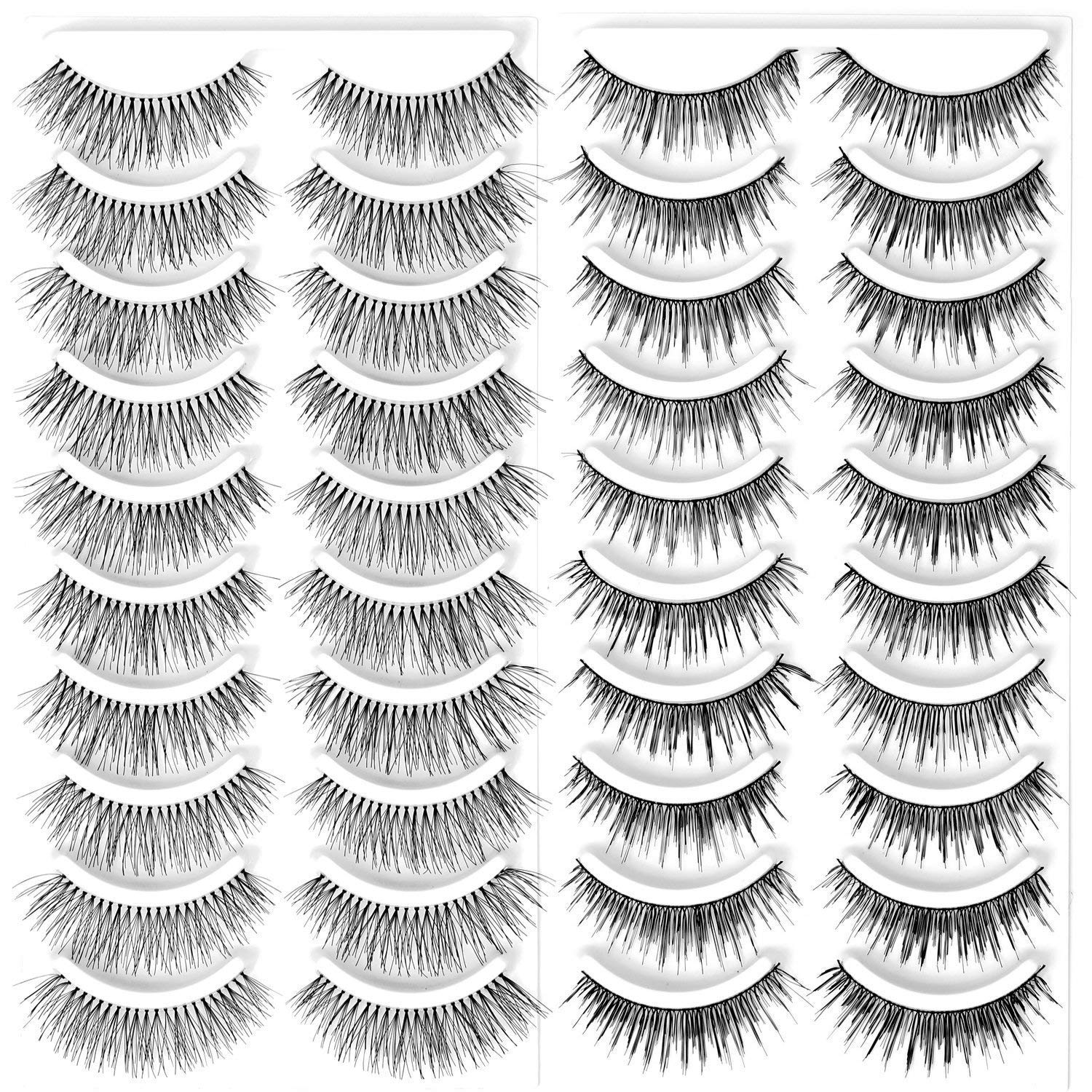 Fake Eyelashes Set, 50 Pairs 5 Styles Thick Long Eye Lashes Handmade