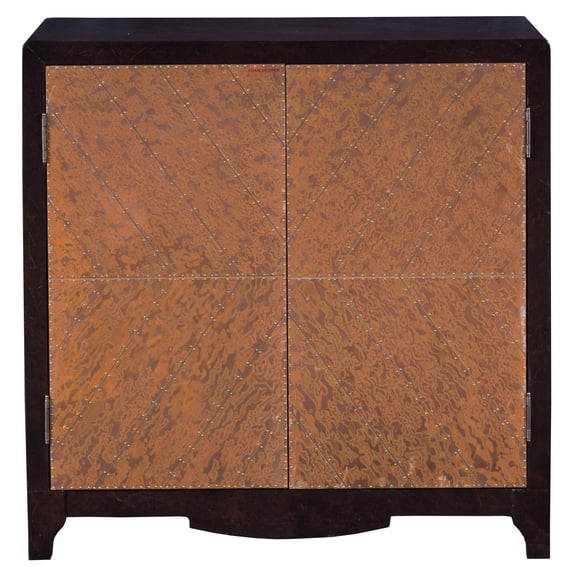HomeFare Copper Chevron Door Bar Wine Cabinet Brown