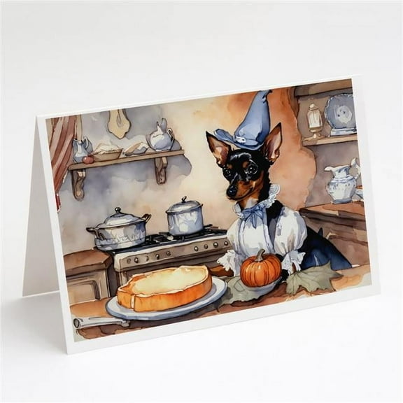 Miniature Pinscher Fall Kitchen Pumpkins Greeting Cards and Envelopes Pack of 8 7 in x 5 in