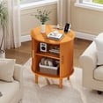 thumbnail image 4 of Mid Century Modern Nightstand with Charging Station, Fluted Accent Side Table with Sliding Door & Adjustable Shelf, End Table for Small Space, Living Room, Bedroom,Sofa Couch(1, Yellow), 4 of 9