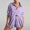 Purple, variant on Pyhlmscde Women's Spring/Summer Fashion Set Casual Color Blocked Single Breasted Shirt Elastic Shorts Two Piece Set, Linen Shorts Set, Zeagoo Button Down Shirts for Women, Coord Sets for Women Summer
