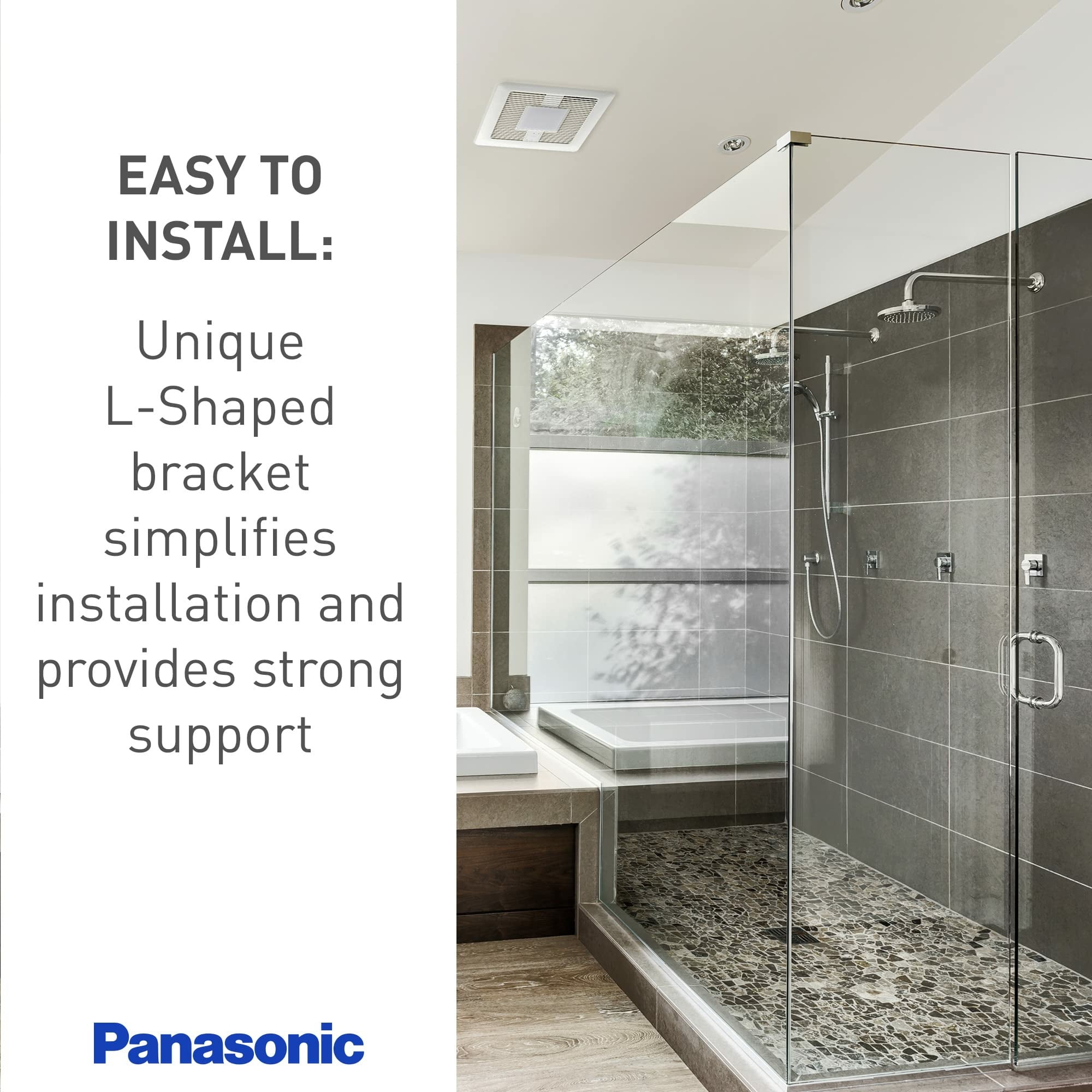 Panasonic WhisperValue Ceiling/Wall Mount Dual Speed Bathroom Exhaust Fan, 30 to 100 CFM, FV-0810VSS1