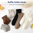 thumbnail image 3 of YWC-6 Pairs of Ruffle Socks Women, Ruffle Turn-Cuff Casual Cute Girl Ruffle Socks Breathable Cool Ruffle Ankle Socks, 3 of 4