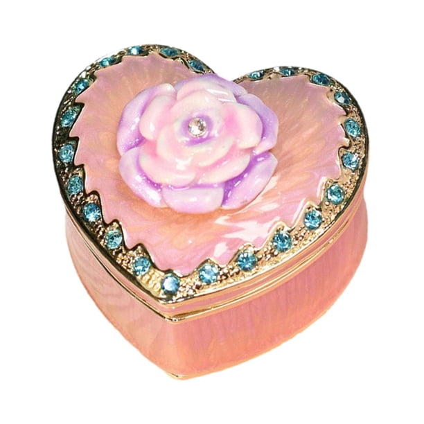 Joyero con forma de corazón, organizador de joyas, decoración del hogar, tocador de regalos, creativo, joyero, estuche para anillos Rosa