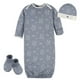 thumbnail image 1 of Gerber set 3 piezas camisón gorrito patucos algodón orgánico gris 0 a 6 meses, 1 of 5