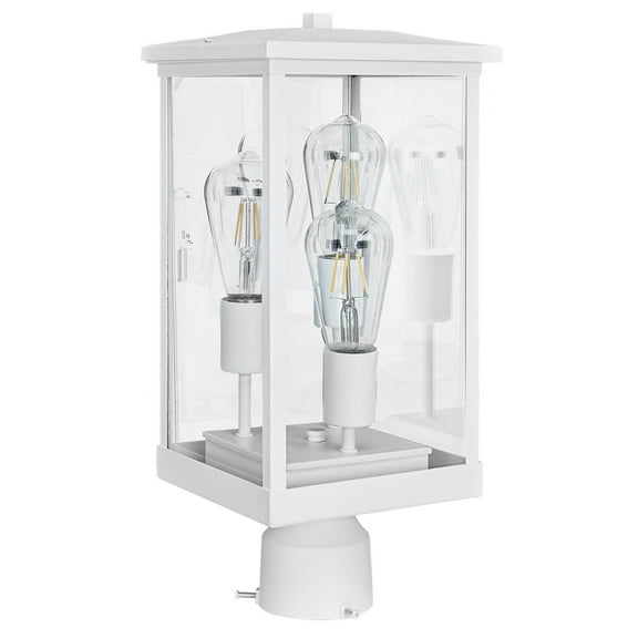 Design House Mayfield Outdoor Lights with Clear Glass, Modern Outdoor Post Lights ? Backyard Lights Outdoor for Patio, Driveway, Garden, and Porches, Decorative Outdoor Lamp in White,   590109