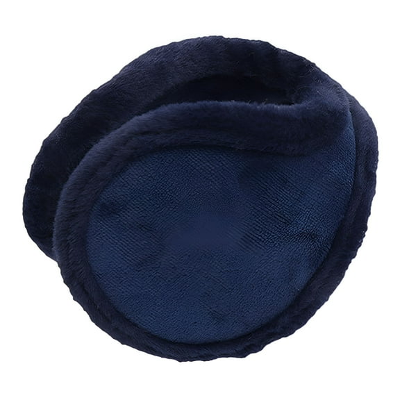 FACEGA Winter Warm Outdoor Earmuffs, Foldable Ear Warmers Knit Furry Fleece Ear Muffs for Women Men - Dark blue