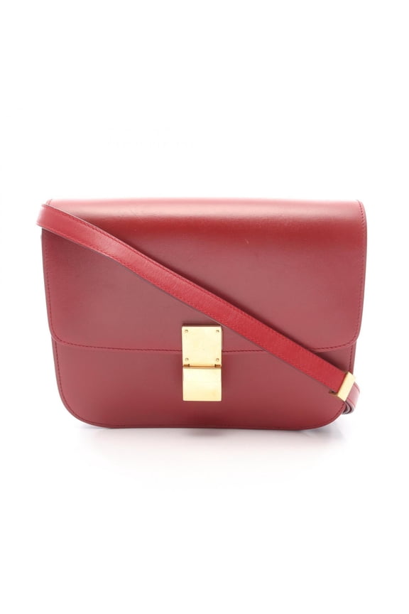 Pre-Owned Celine Classic Box Medium Shoulder Bag/Handbag, Leather, Women's, Red