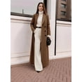 thumbnail image 6 of Women'S Casual Solid Color V-Neck Long-Sleeve Windbreaker Warm Woolen Coat Brown S, 6 of 7